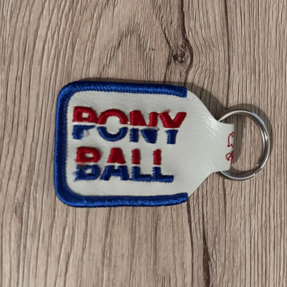 Pony Ball double sided logo embroidered vintage 1980s keychain red white blue - Picture 4 of 4